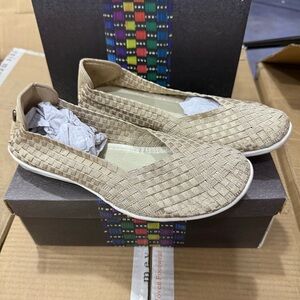 Bernie Mev Catwalk Light Gold Woven Flats US 7 EU 38